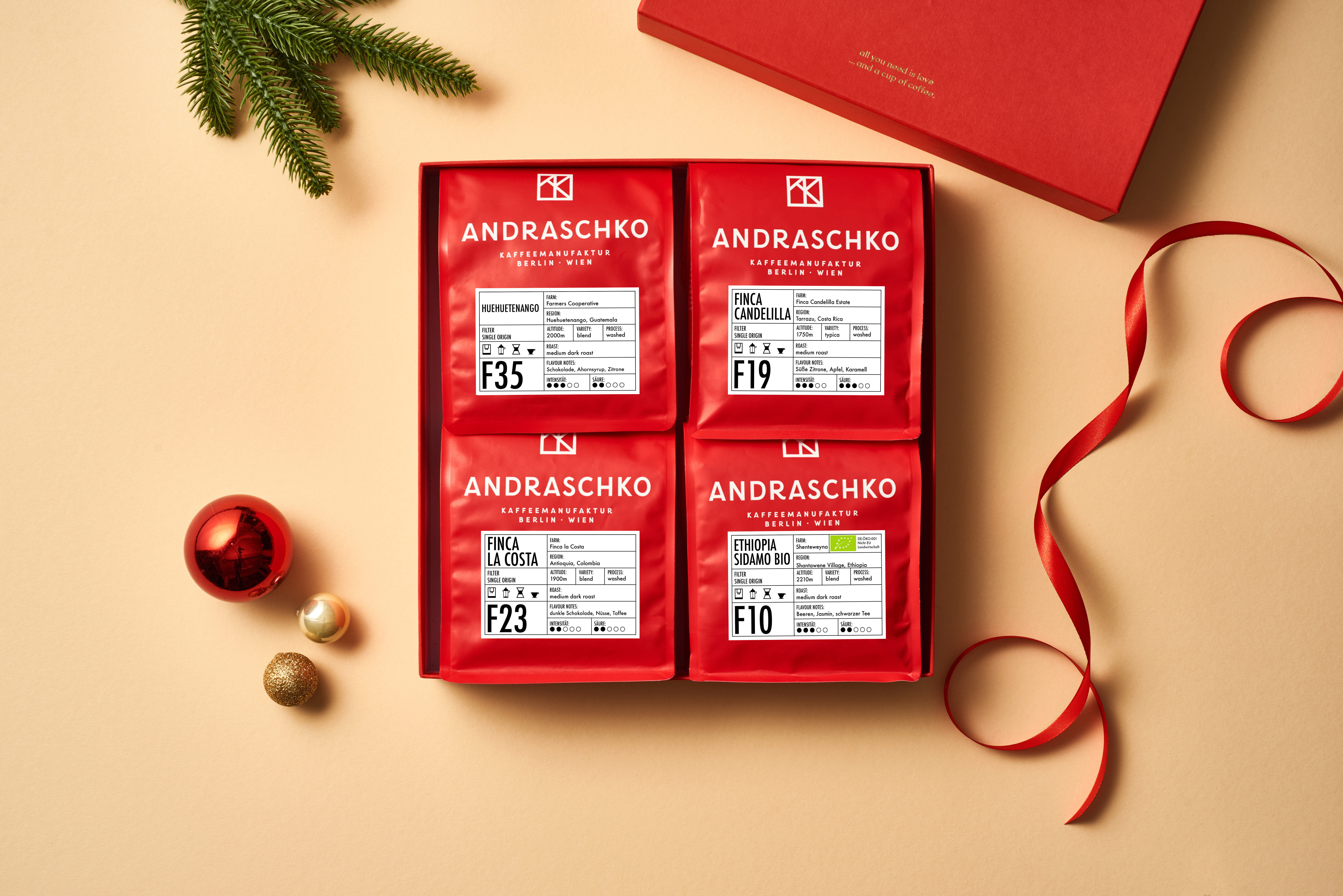 Geschenkset Single Origin Filter Kaffee 4x250g