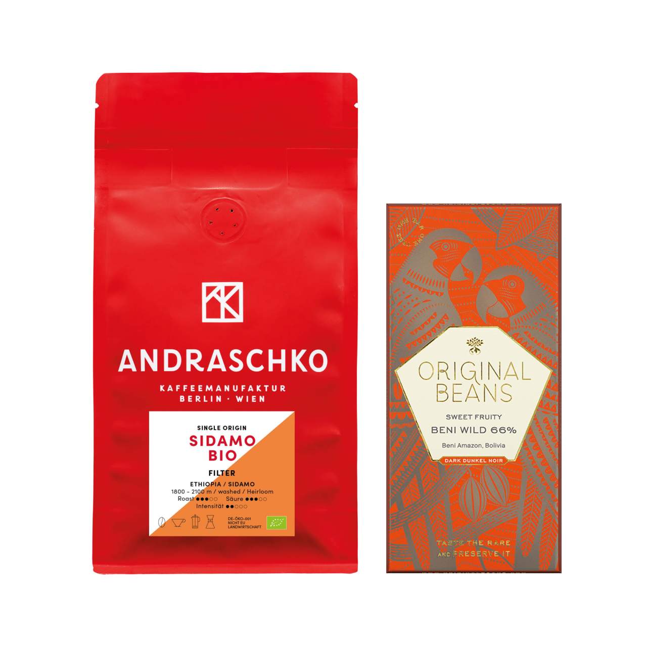 Ethiopia Sidamo BIO Single Origin Filter DE-ÖKO-001 & Schokolade 66% Set