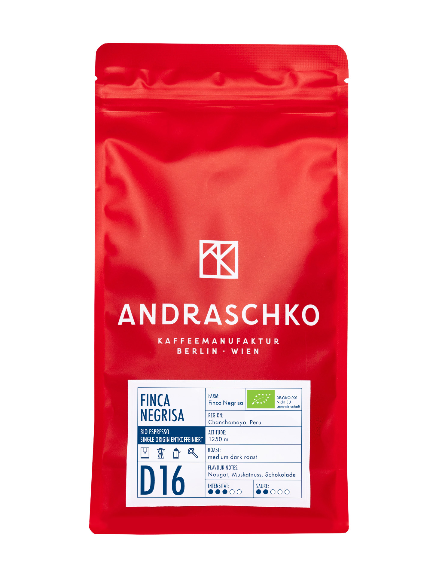 Peru Finca Negrisa Bio Single Origin Espresso entkoffeiniert - DE-ÖKO-001  Peru Finca Negrisa Bio Single Origin Espresso entkoffeiniert - DE-ÖKO-001